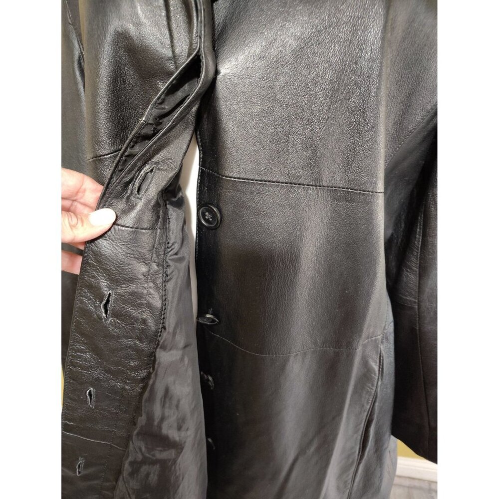Ladies Studio C Button Down Soft Black Leather Co… - image 2